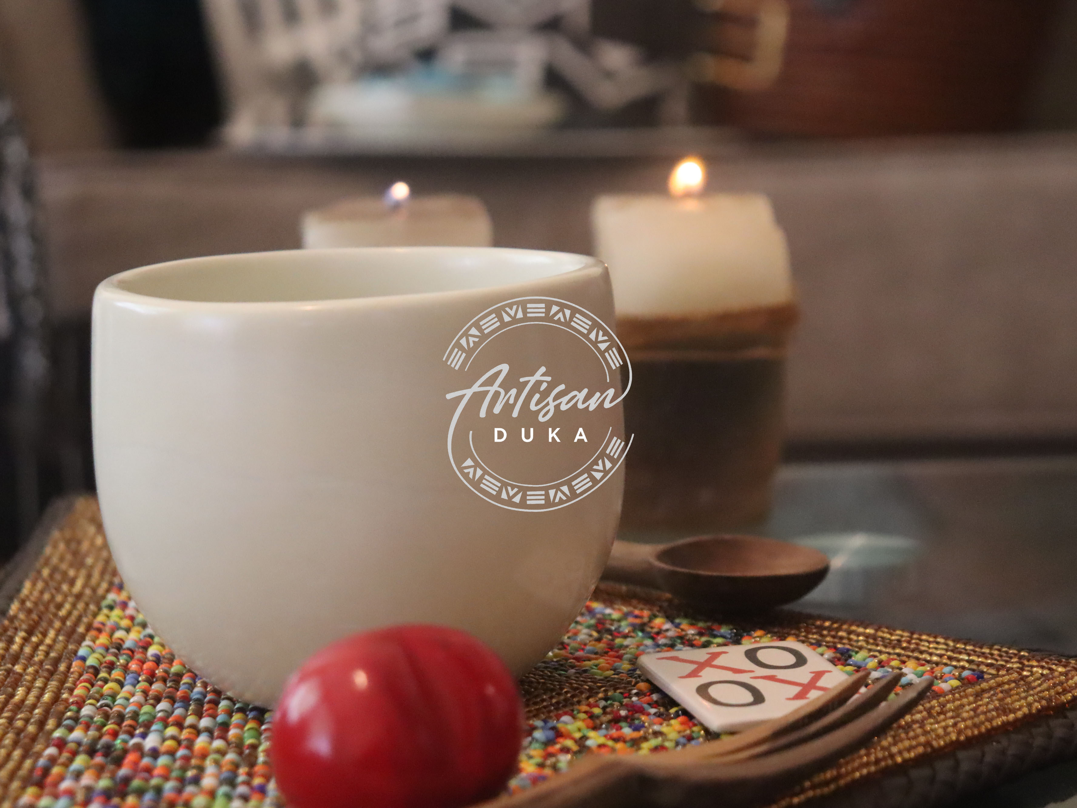 Triangular beaded placemat