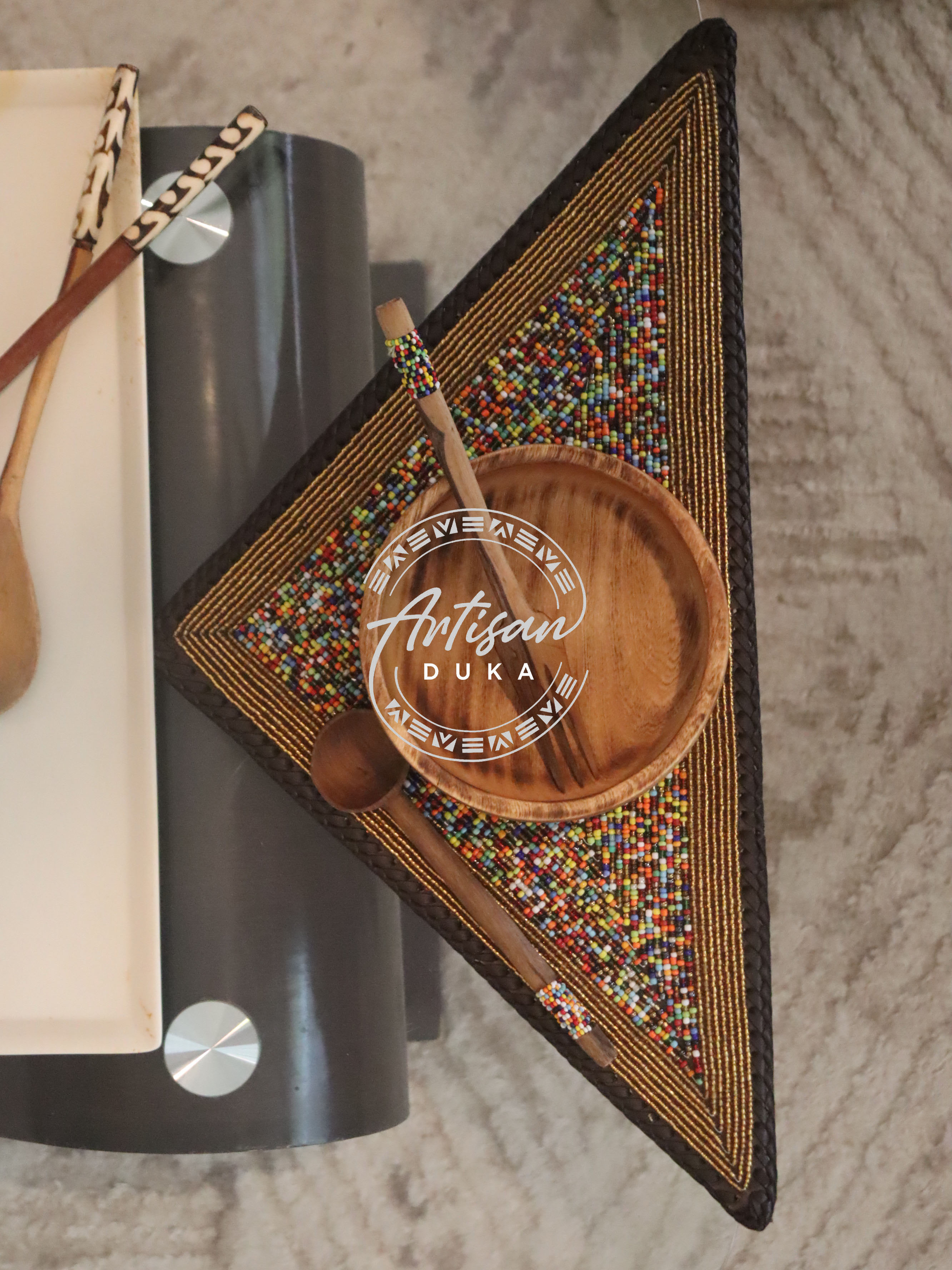 Triangular beaded placemat