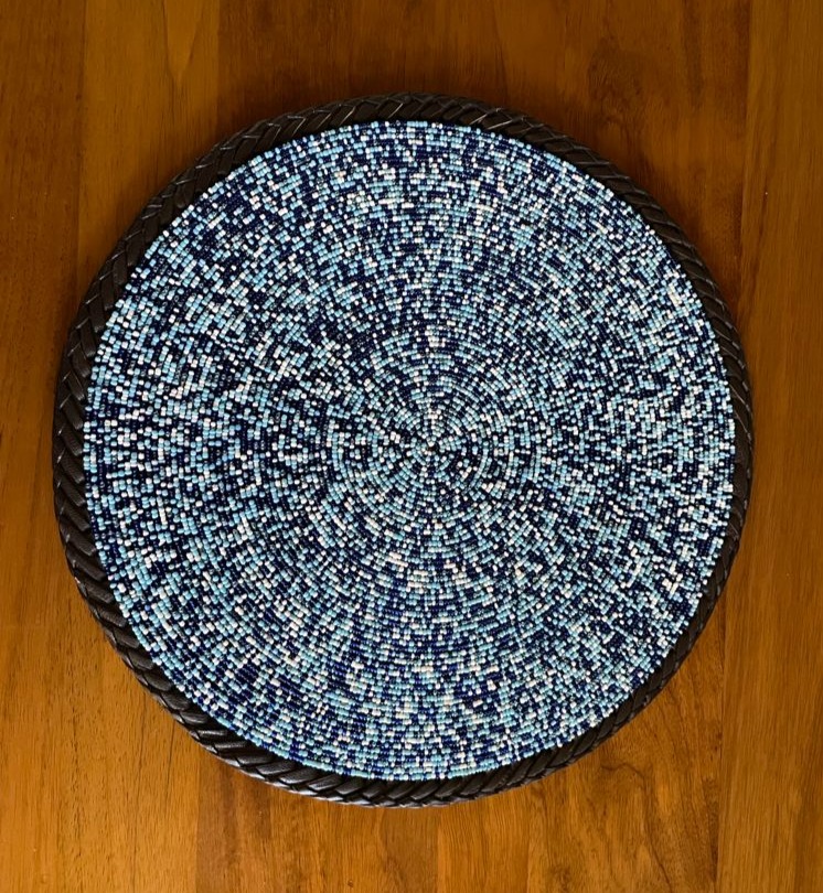 Blue rain fully beaded placemat