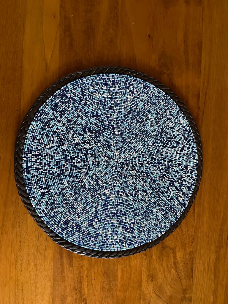 Blue rain fully beaded placemat