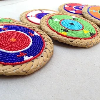 Maasai colored Beaded Coasters