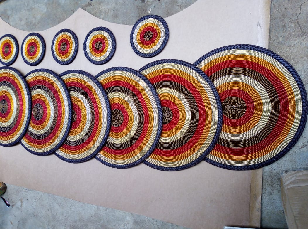 Sunset Ring Pattern Hand-beaded Wall Decor or Placemat