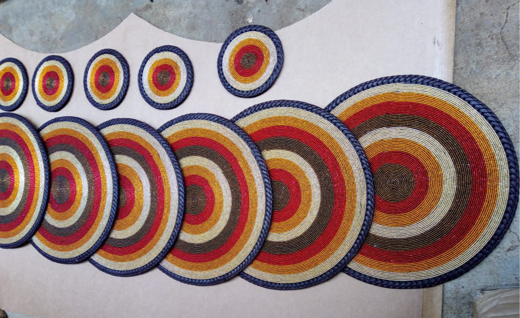 Sunset Ring Pattern Hand-beaded Wall Decor or Placemat