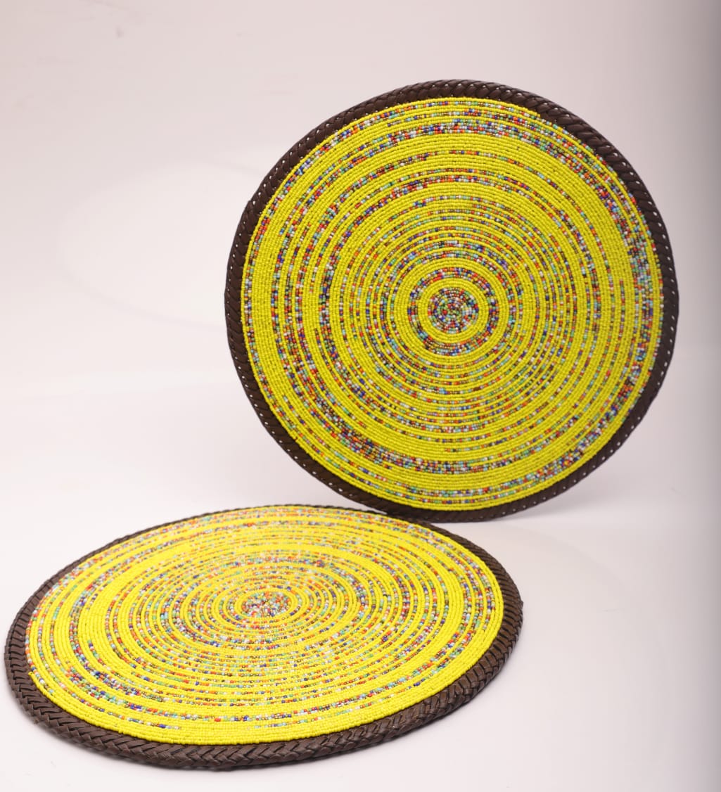 Bright Sun Yellow fully-beaded placemats