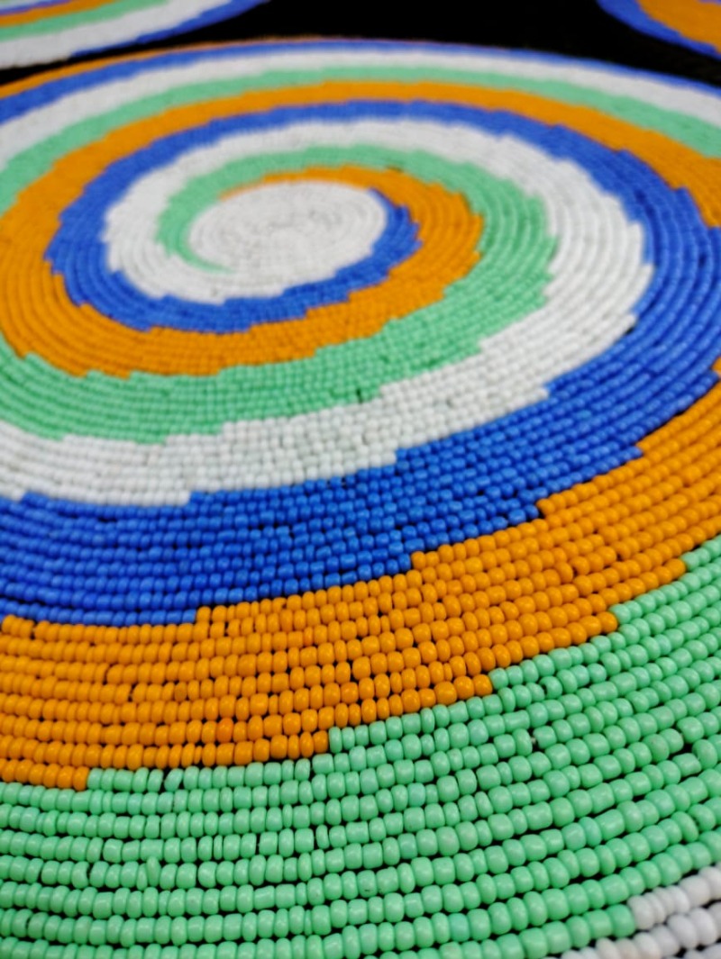Yellow Spiral Fully Beaded Pattern Placemat