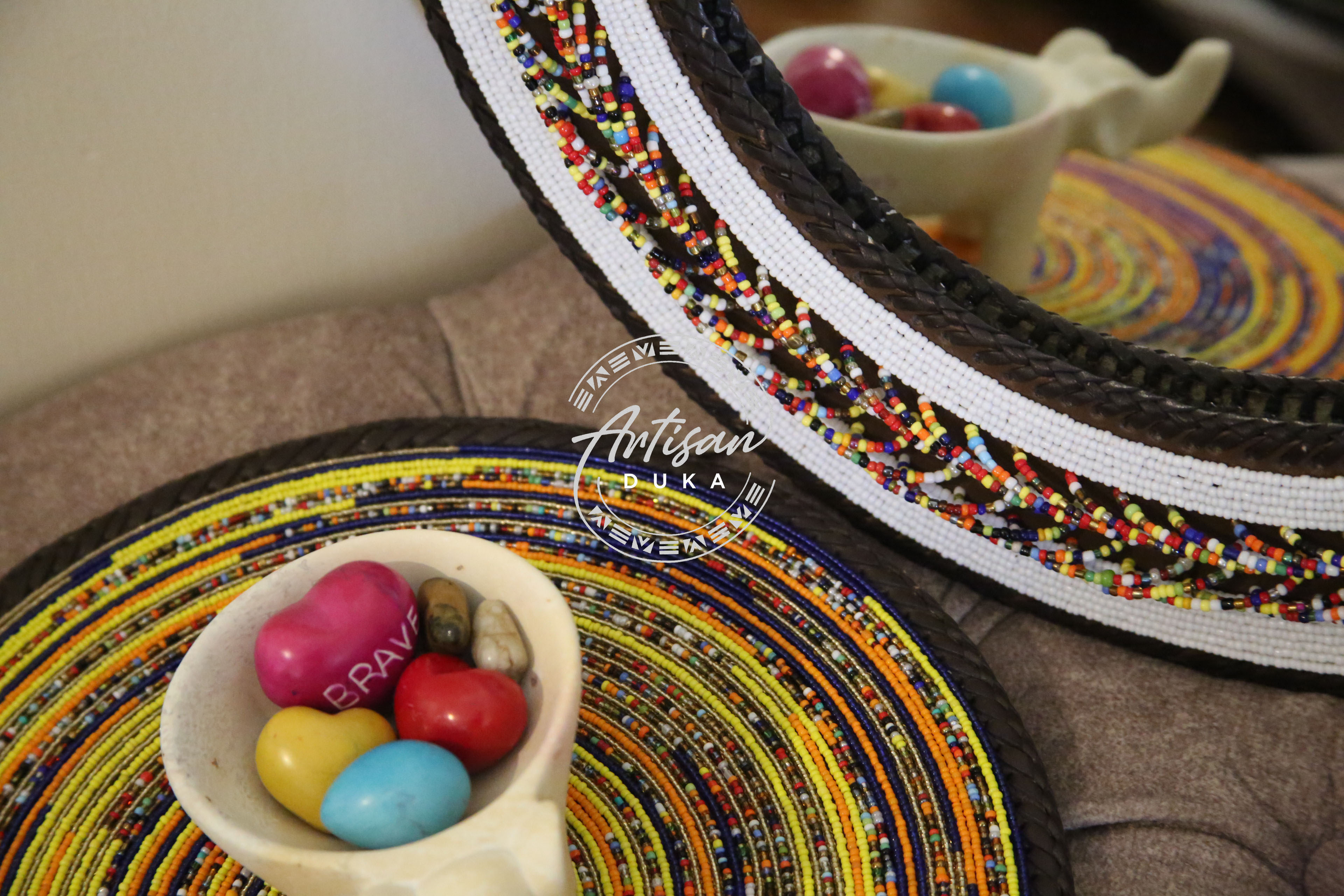 Daisy White with mixed colored beads mirror