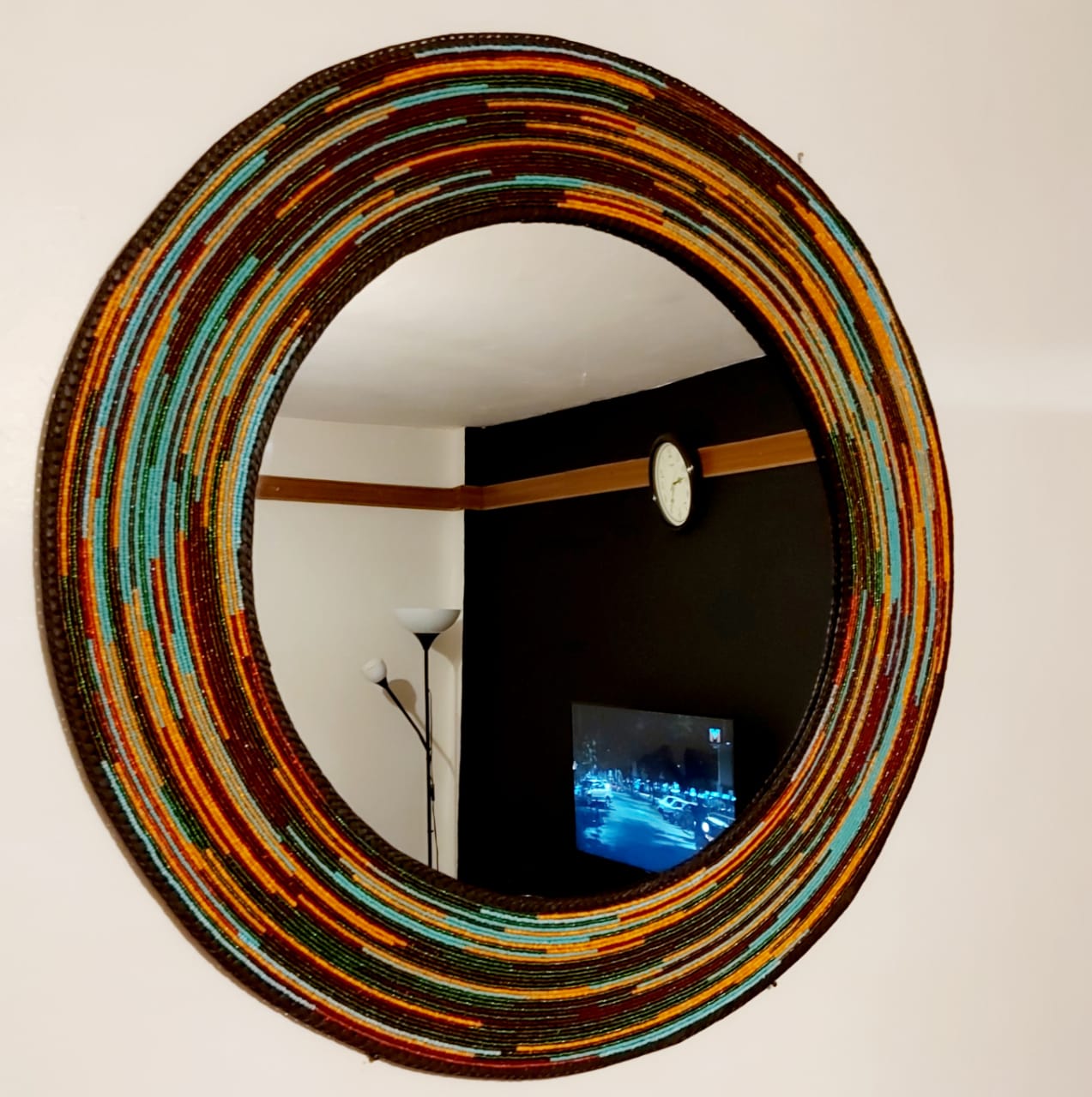 Multicoloured Hand-Beaded Mirror