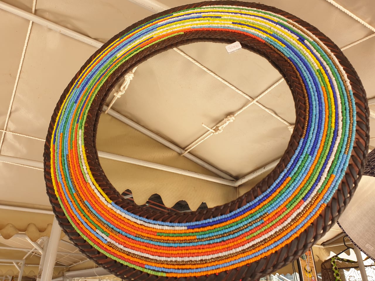 Bright Multicoloured Hand-beaded Mirror