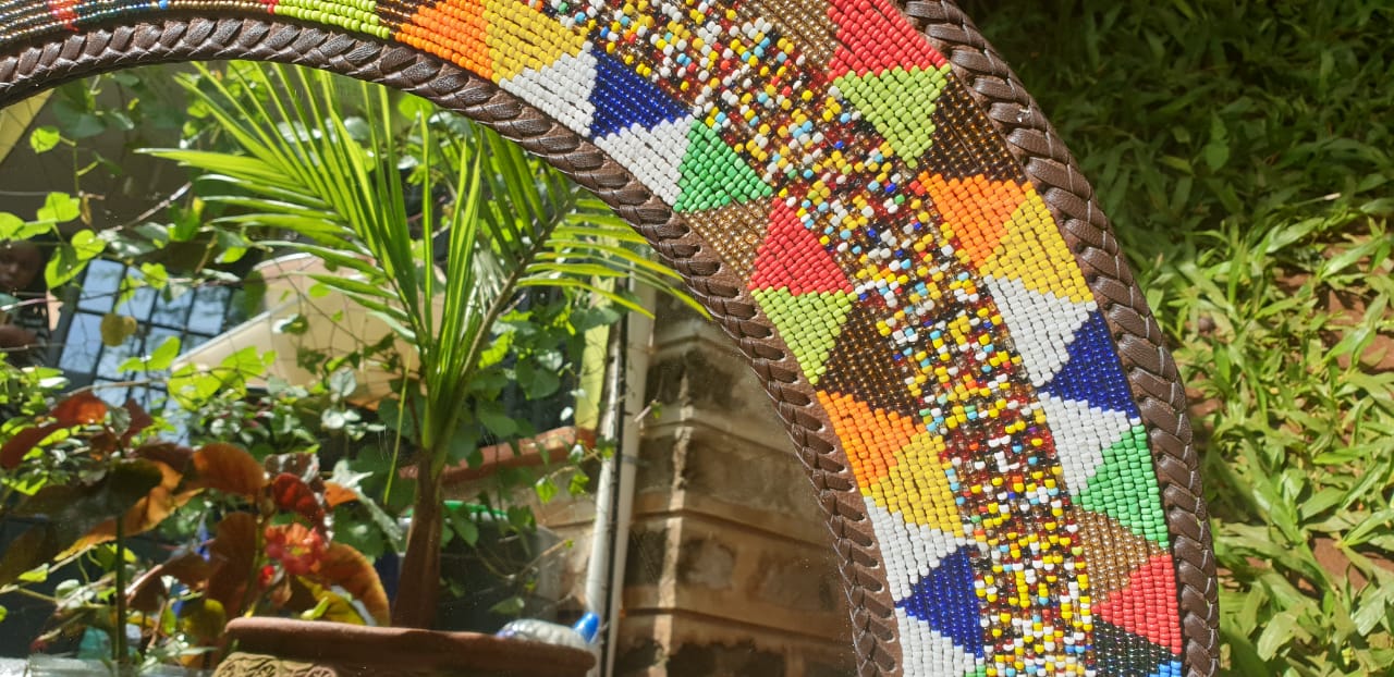 Intricate Multi-colored Beaded Mirror