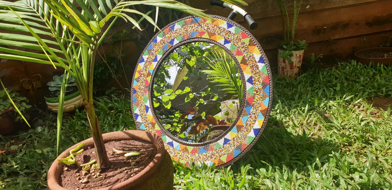 Intricate Multi-colored Beaded Mirror