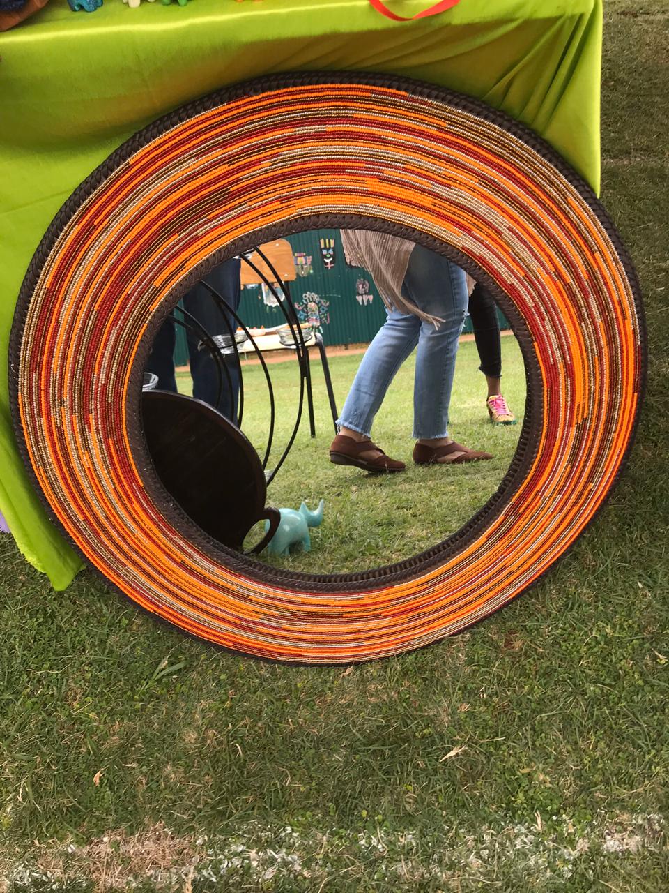 Orange Beaded Mirror