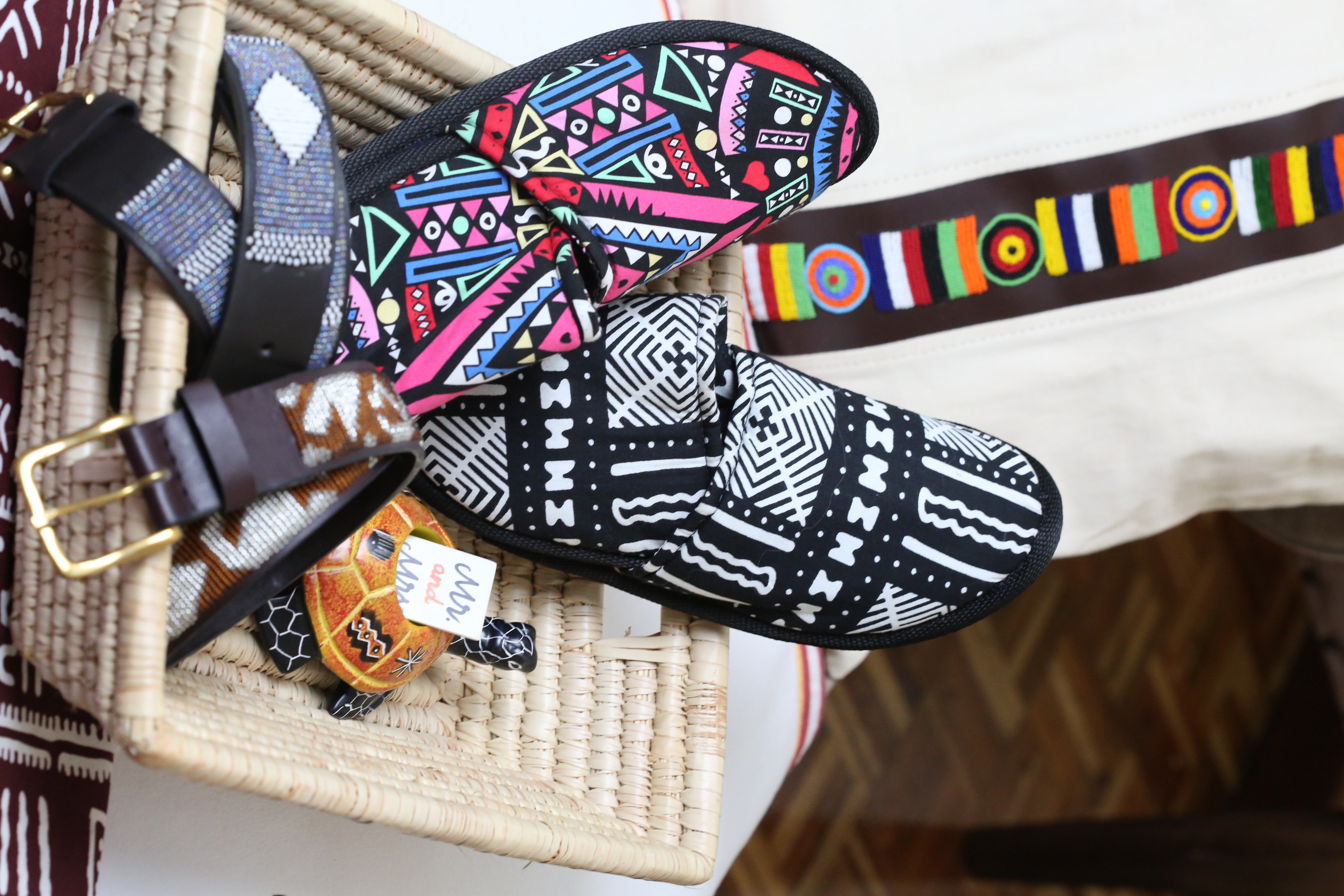 Ankara slippers, multicolored Ankara slippers, Kenyan Ankara slippers