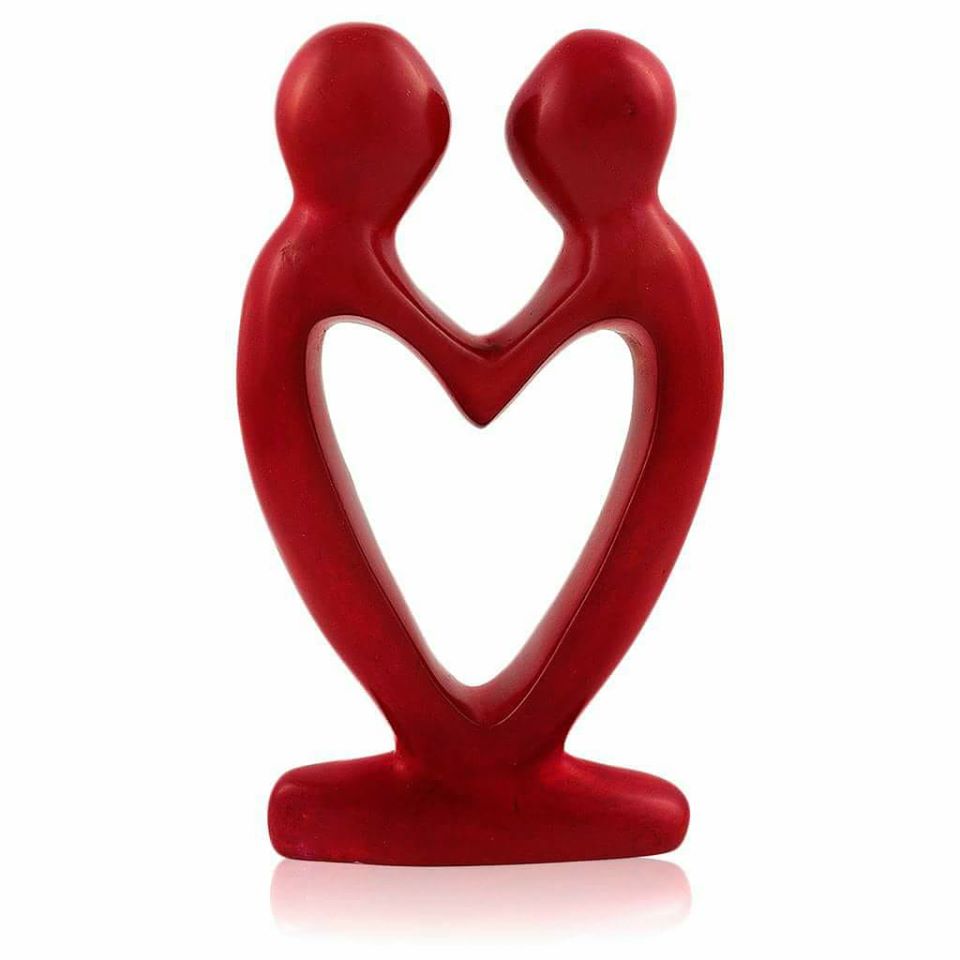Soapstone Red Heart Couple