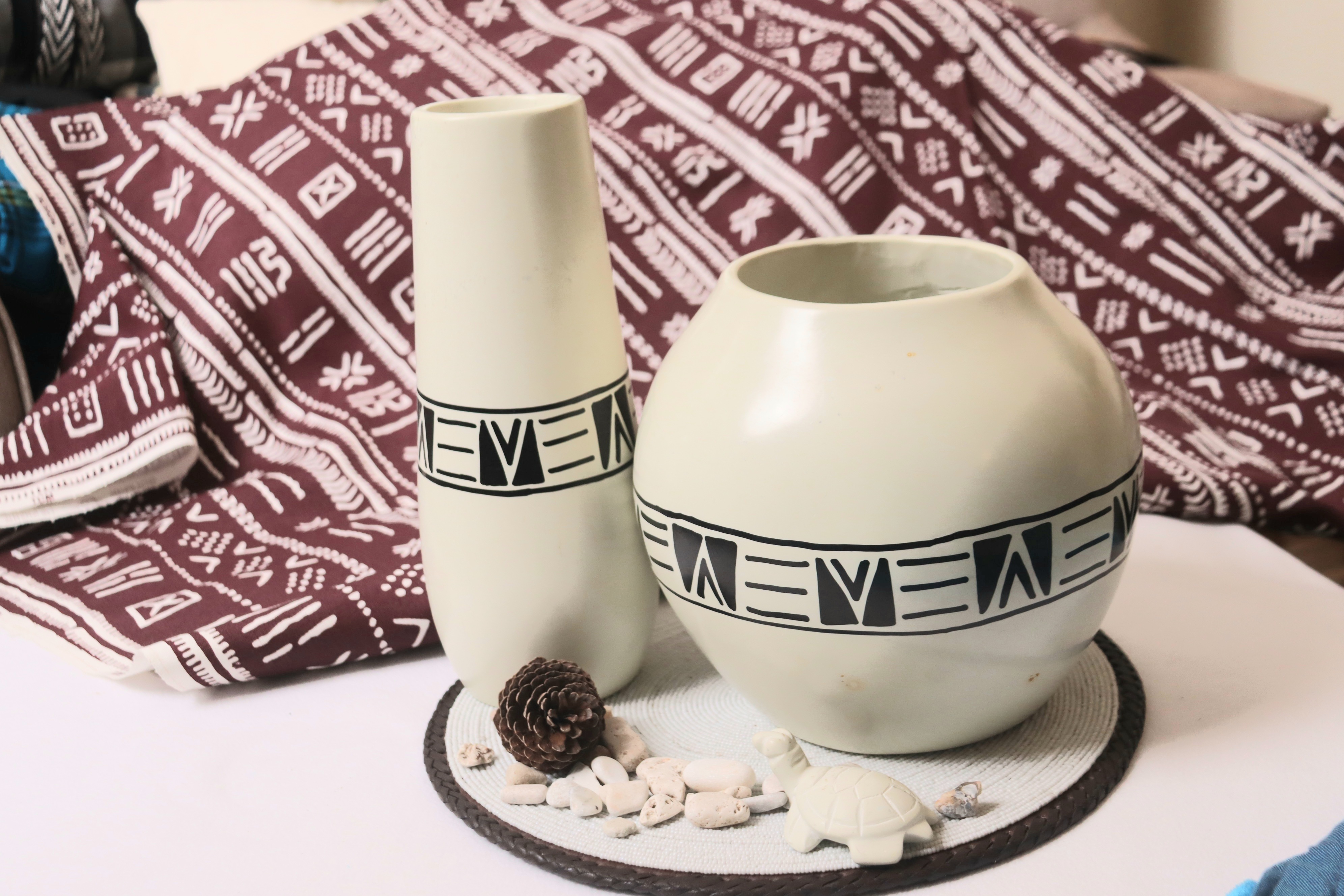 Elegant soapstone white vases.