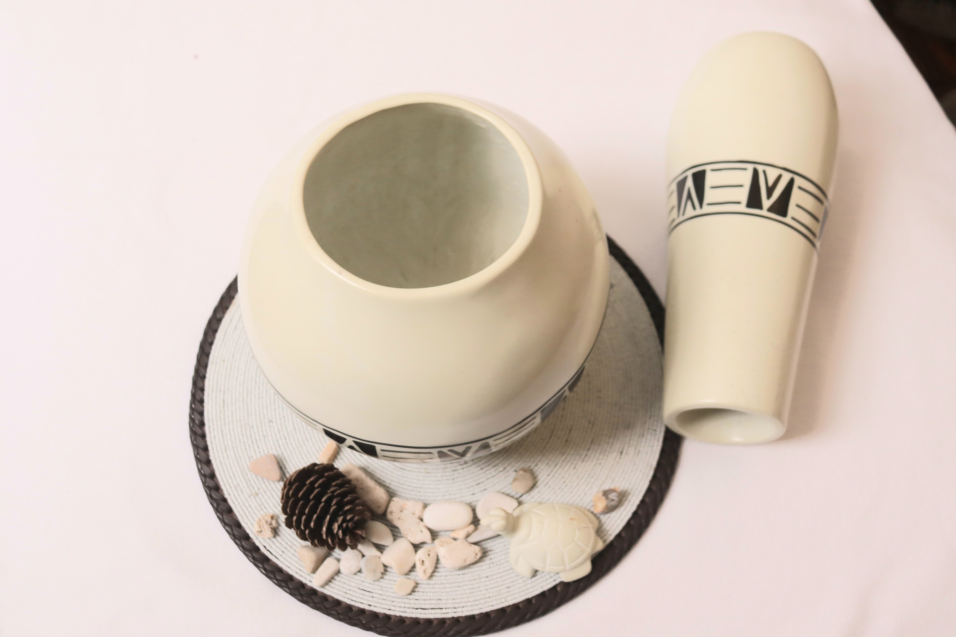 Elegant soapstone white vases.