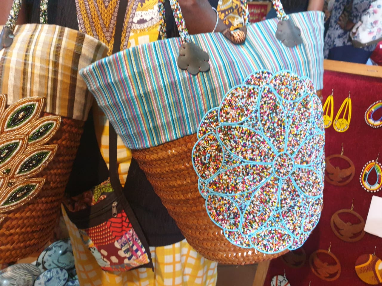 Intricately Beaded Kikoy Basket