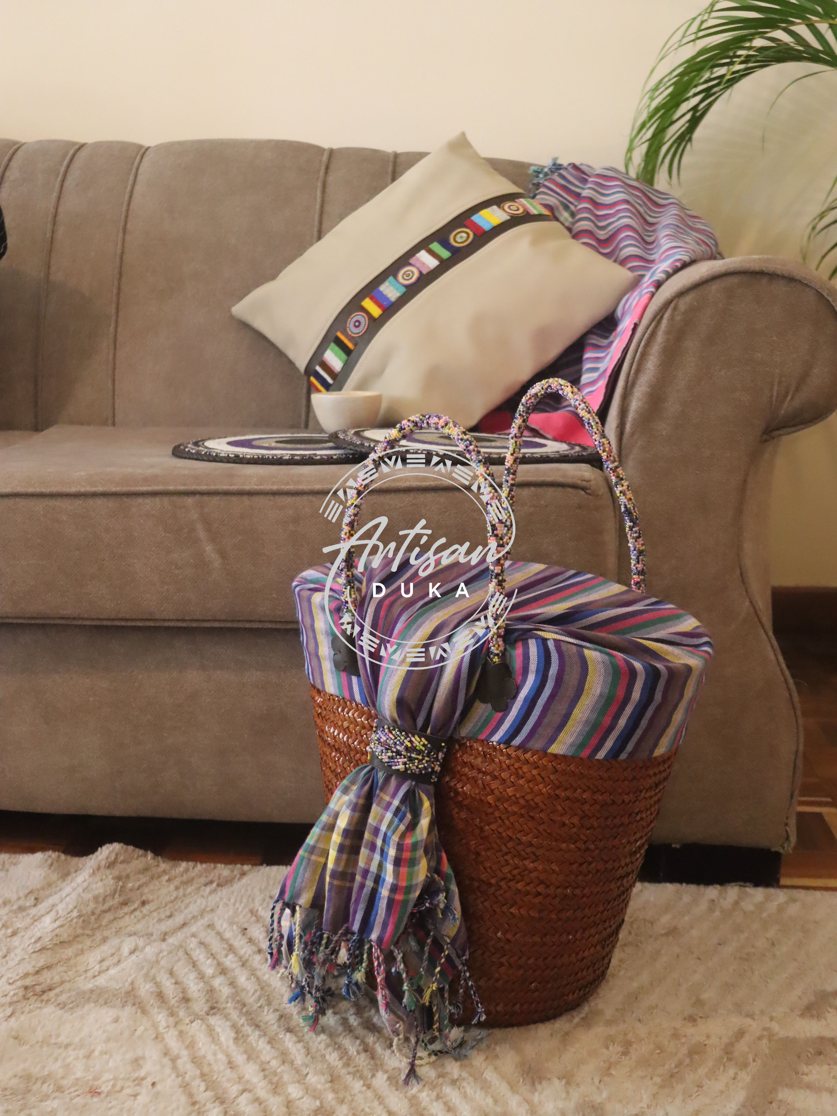 Kikoy basket, Sisal basket, Kenyan kikoy basket, Kenyan basket