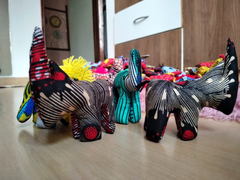 Rhino Kitenge toy, Kitenge toys, soft toys