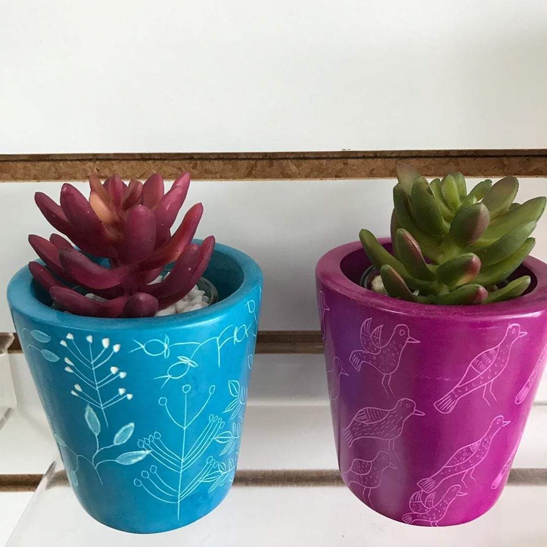 Colorful soapstone Planters