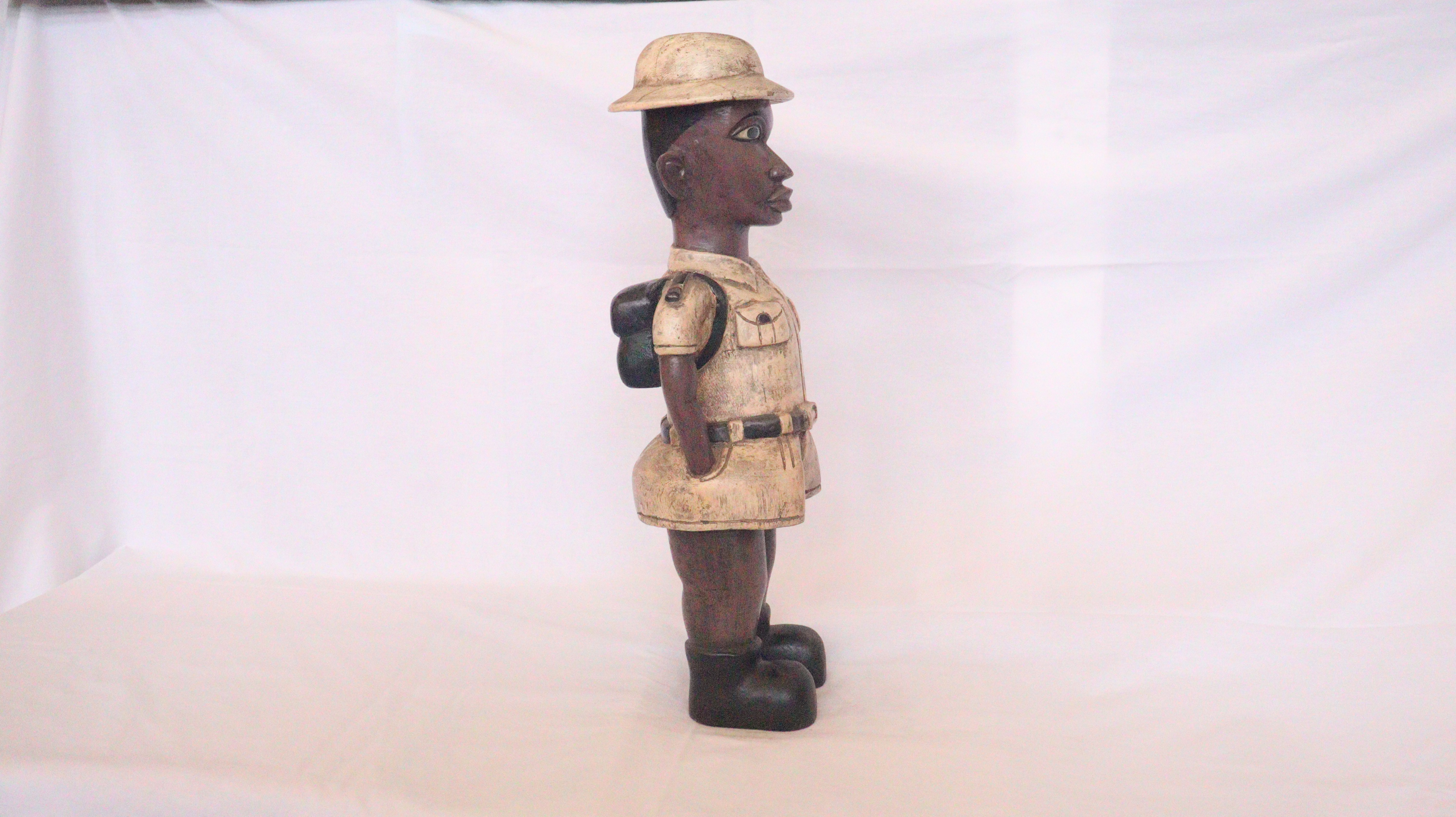 Belgium Colonial Statue, Belgium Statue, Soldier Statue, Wooden soldier statue