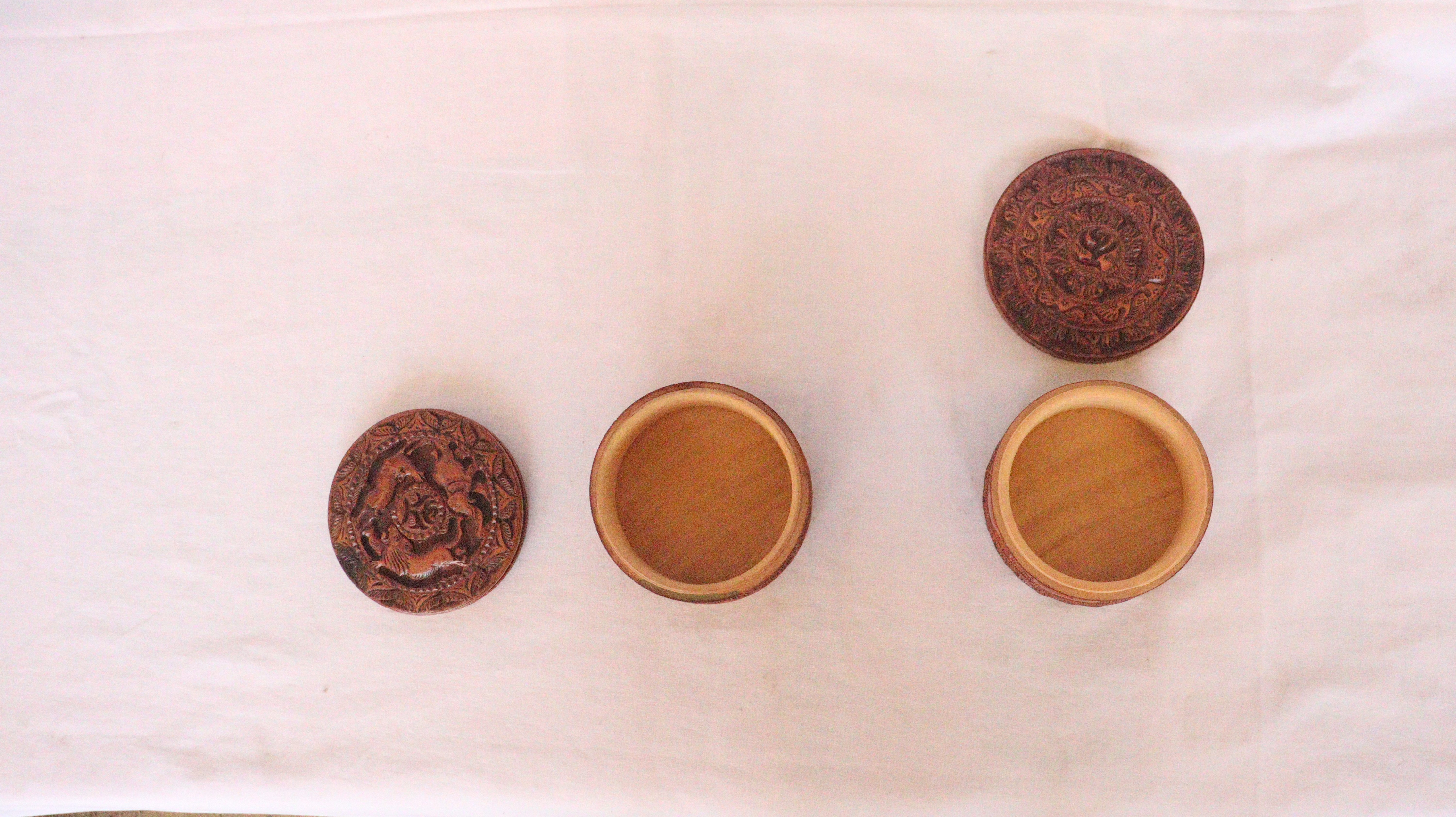 Circular Wooden Jewelry Box, Sandalwood Jewelry Box, Round Jewelry Box