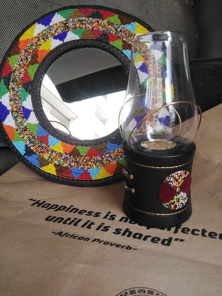 Multicolored Maasai Beaded Mirror