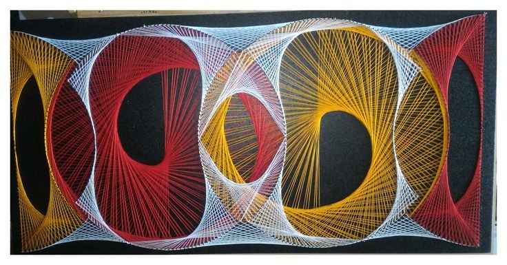Red and yellow String Art, Red string Art, Wall decor, Home Decor
