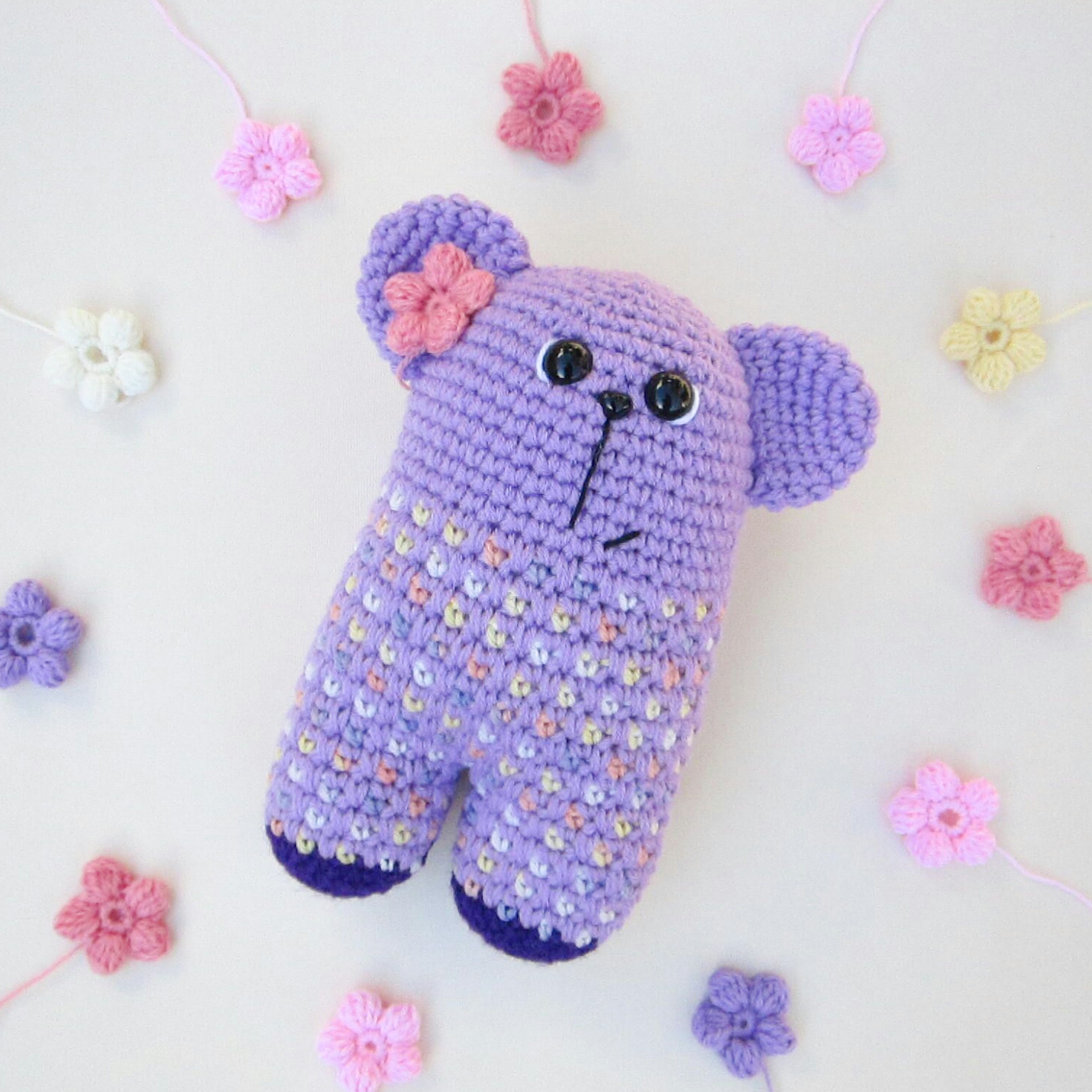 Bear hybrid doll, Soft Toy, Soft dolls - pale purple