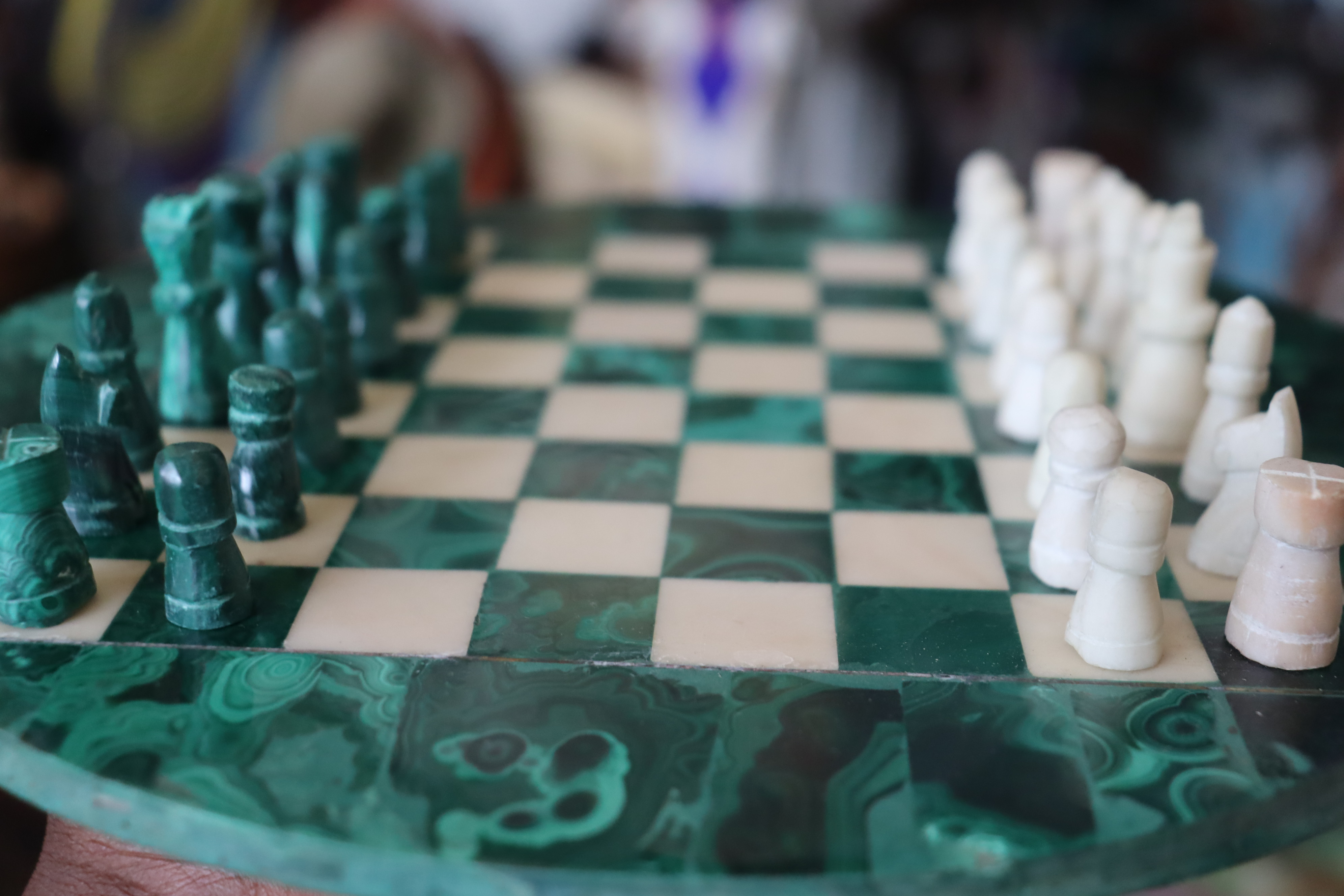 Rectangular malachite chess board