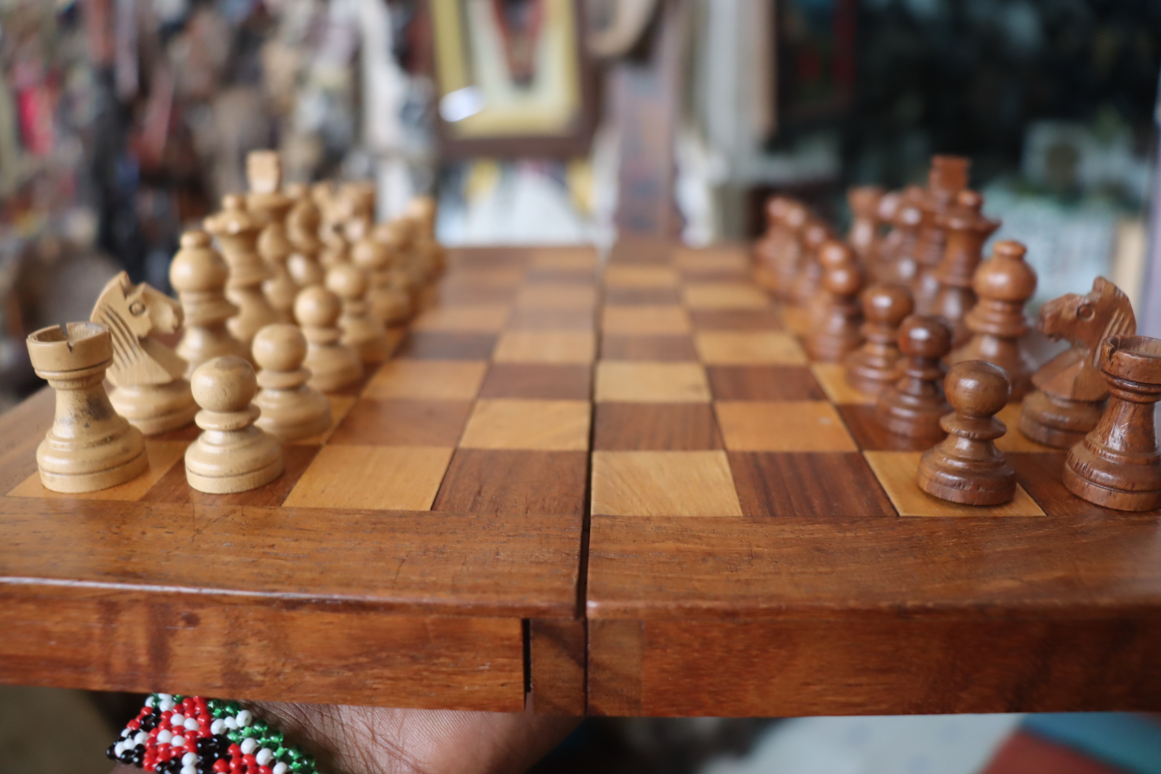 Rectangular wooden chess board