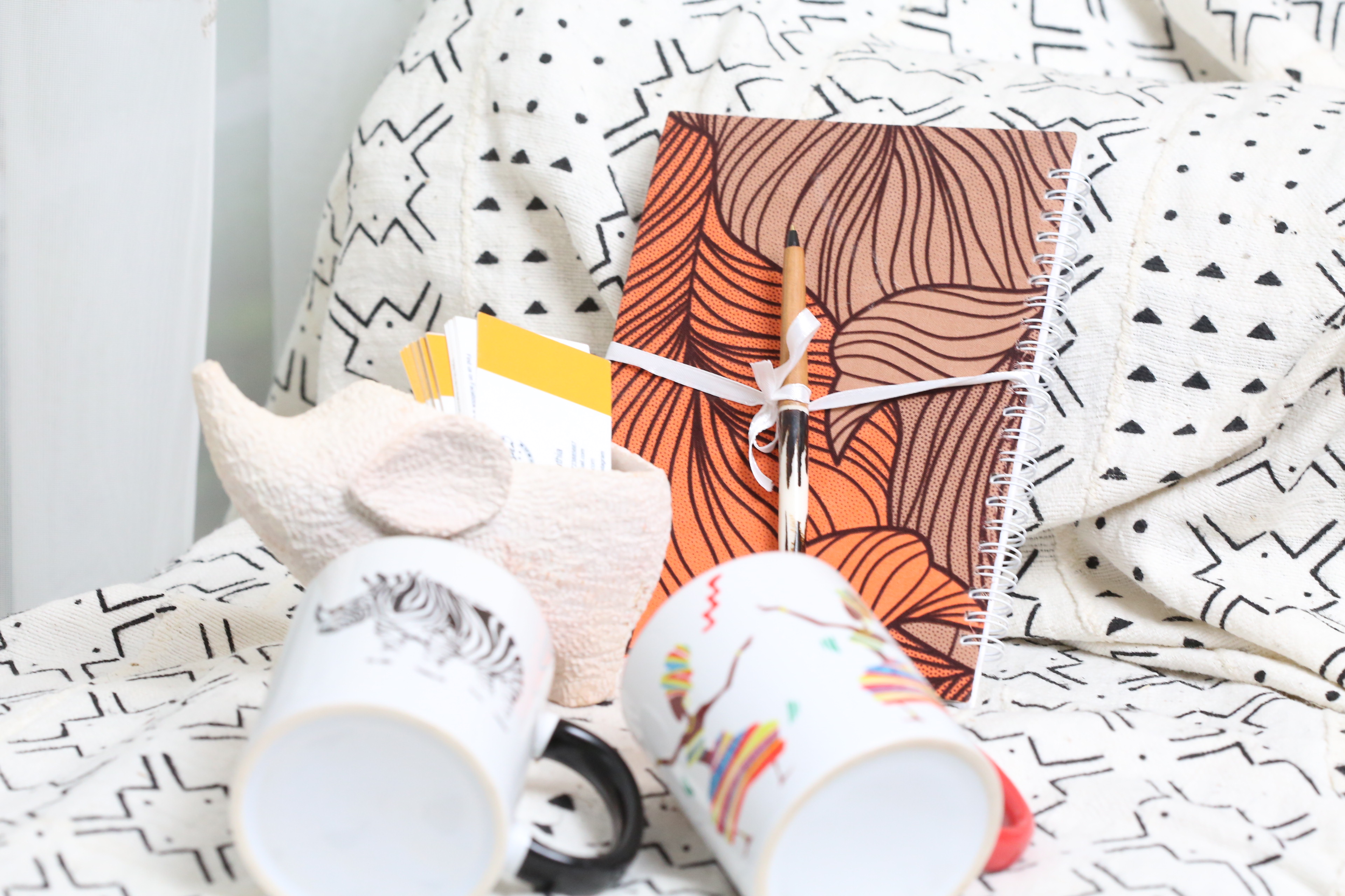 Orange Ankara Notebook with cups Gift package