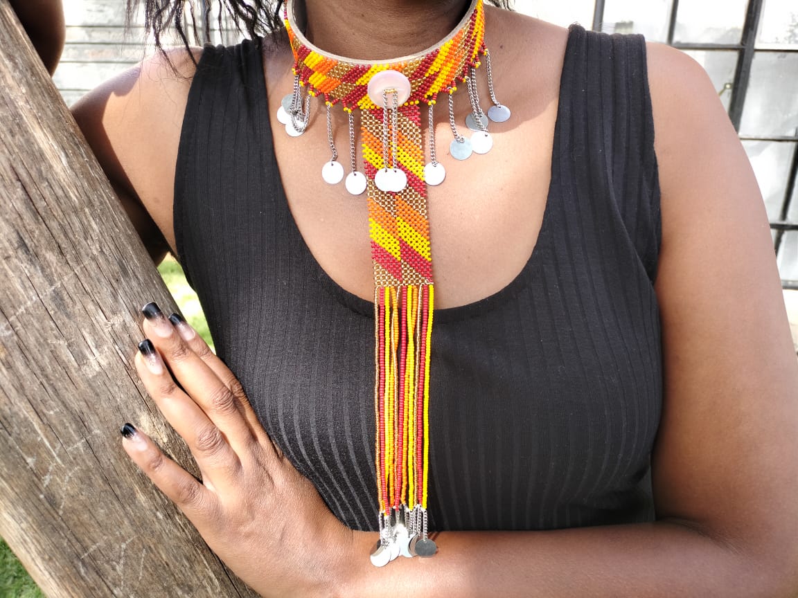 Sunrise Orange Maasai Tribal Chocker Necklace