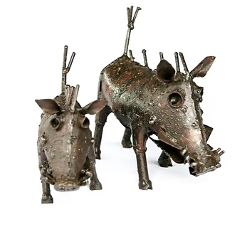Recycled Metal Warthog Sculpture