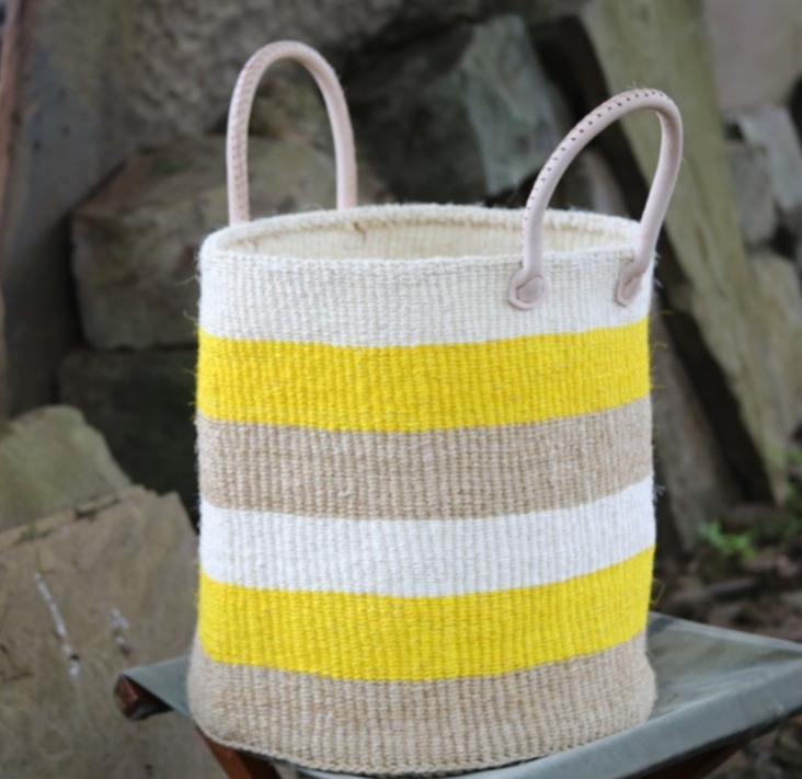 Pale brown, yellow and off white with basket handles (different variations), Kiondo