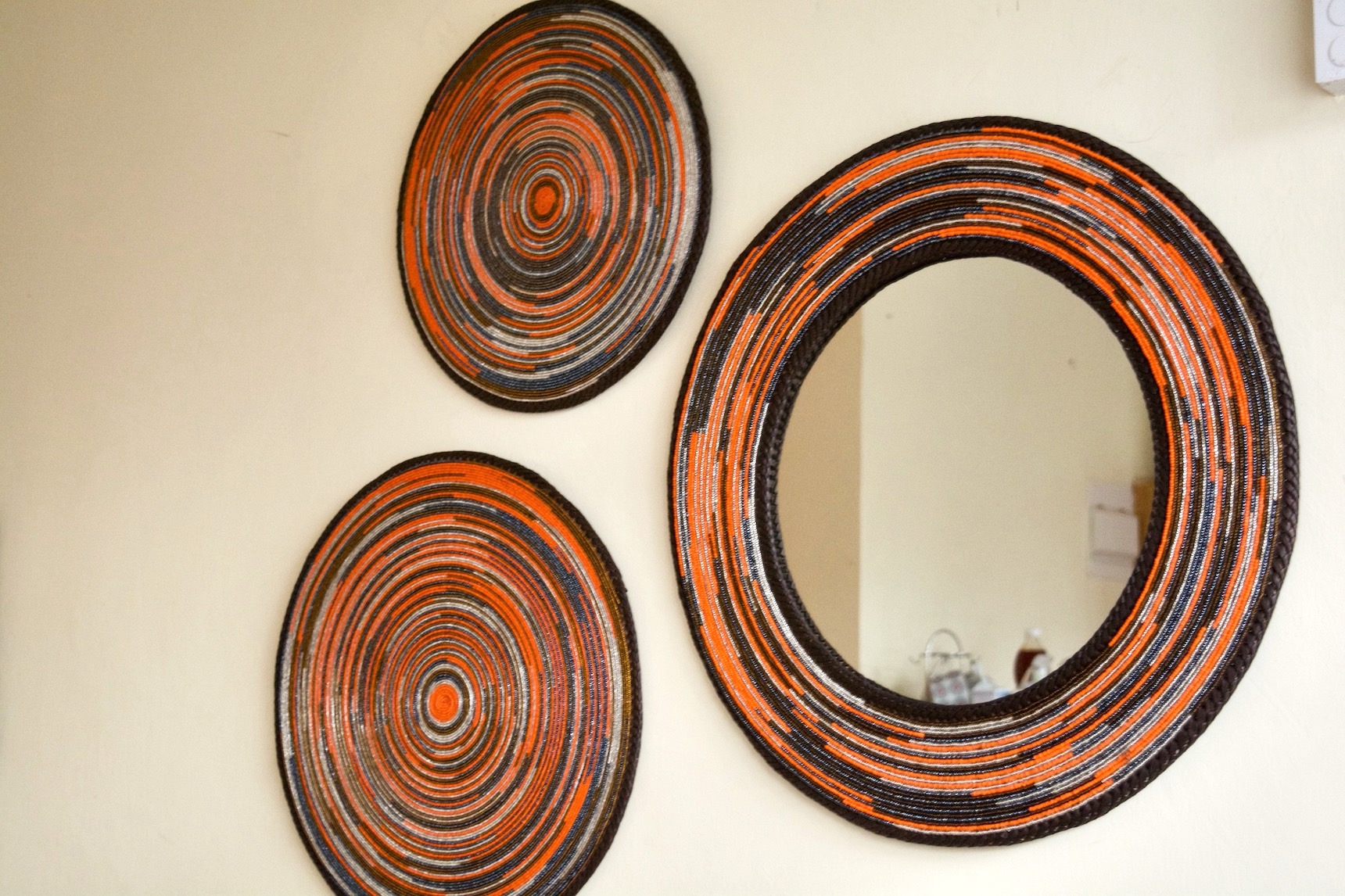 Tangerine Maasai Beaded Mirror Set