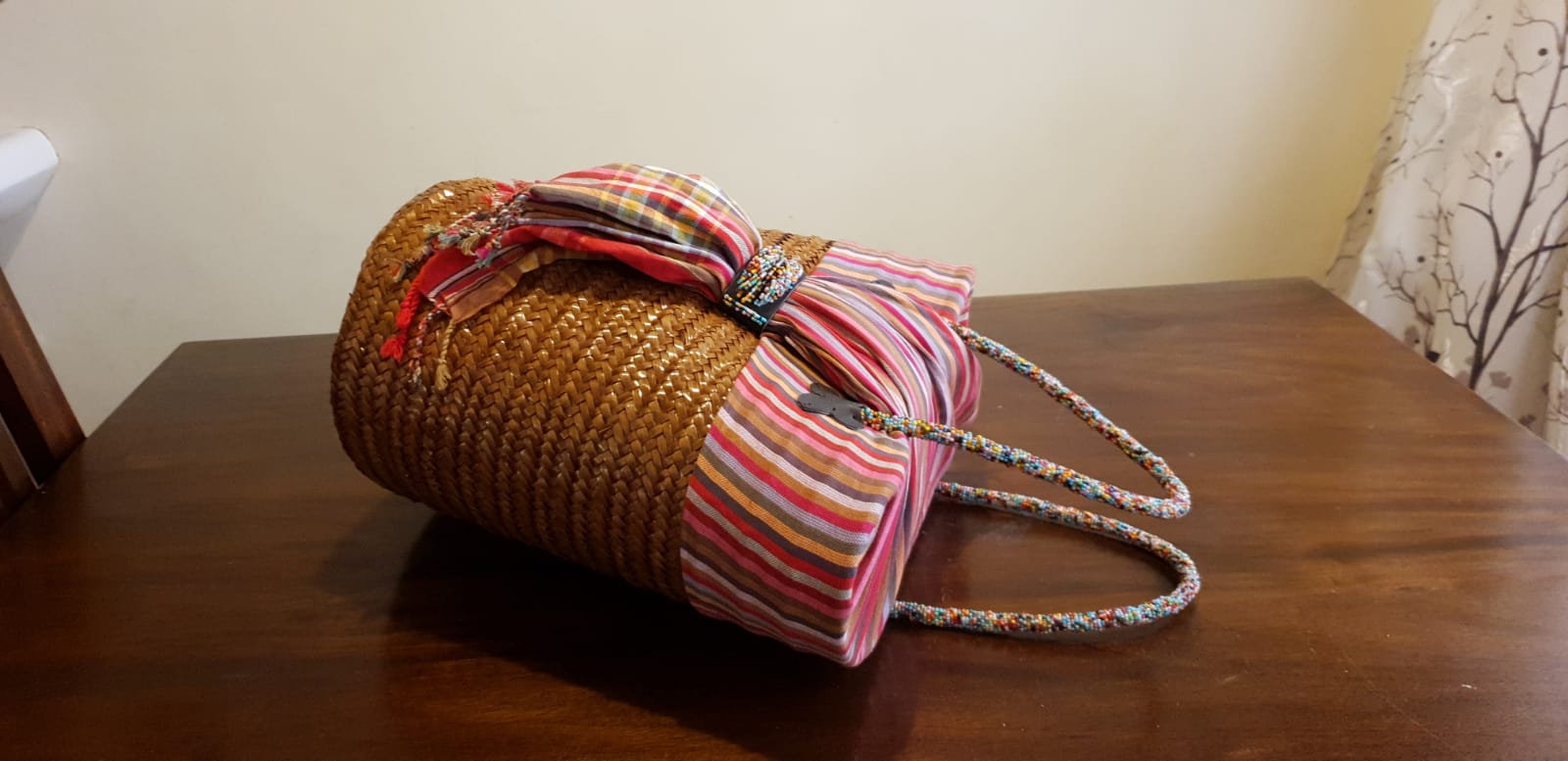 Pink Sisal Kikoy Basket