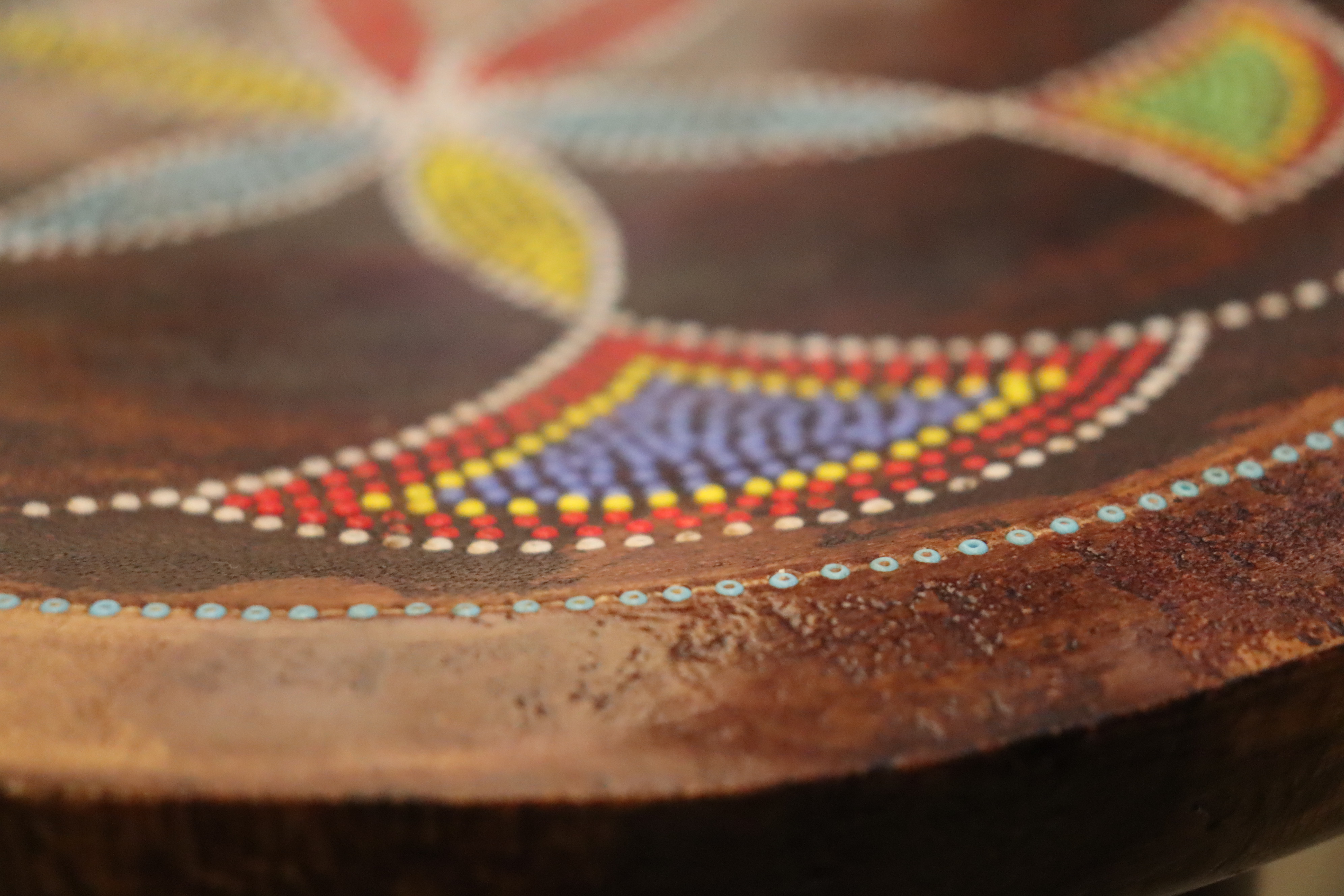Three-legged beaded traditional stool