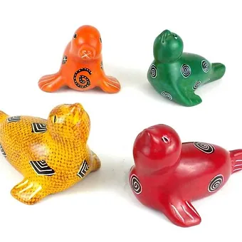 Soapstone Sea Lion Figurines, Sea Lion soapstone, Soapstone decor