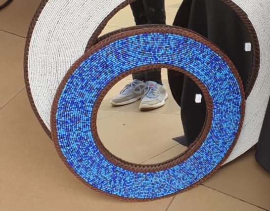 Brilliant Blue Maasai Beaded Handmade Mirror