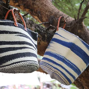 Thick Line Patterned Kiondo Basket (Different colors)