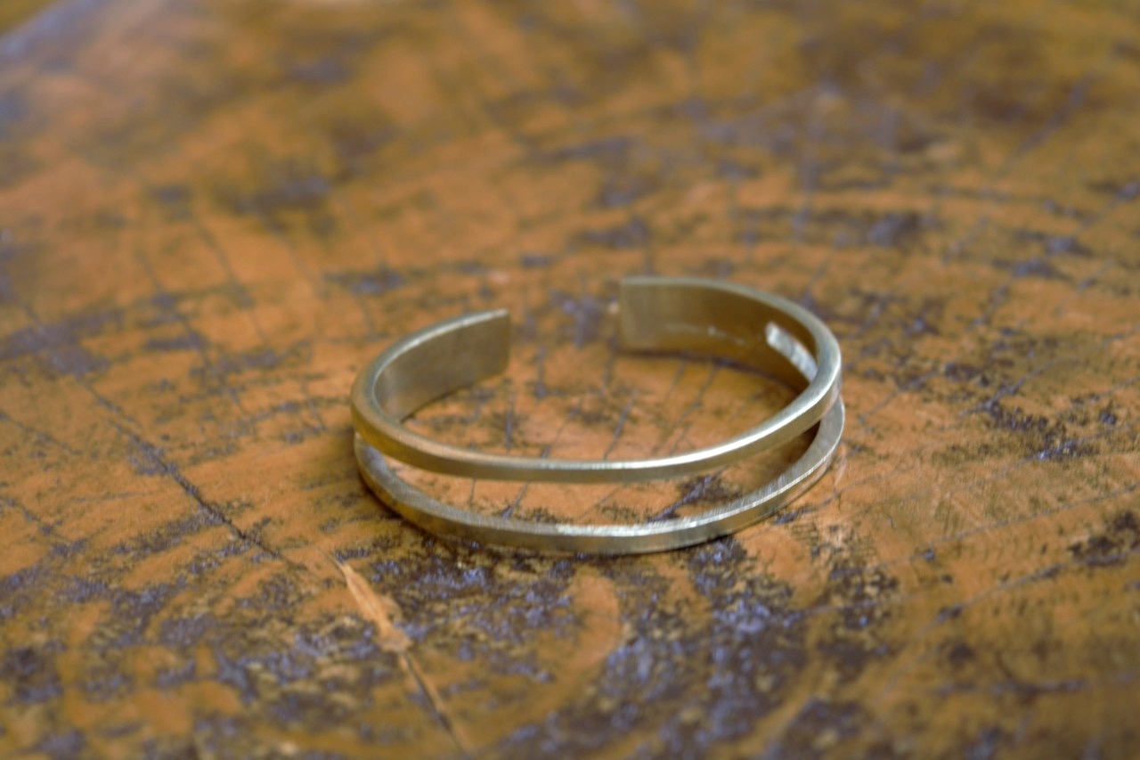 Brass Bangle with Oval Centre