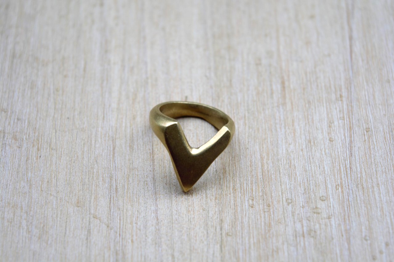 V Shaped Brass Ring