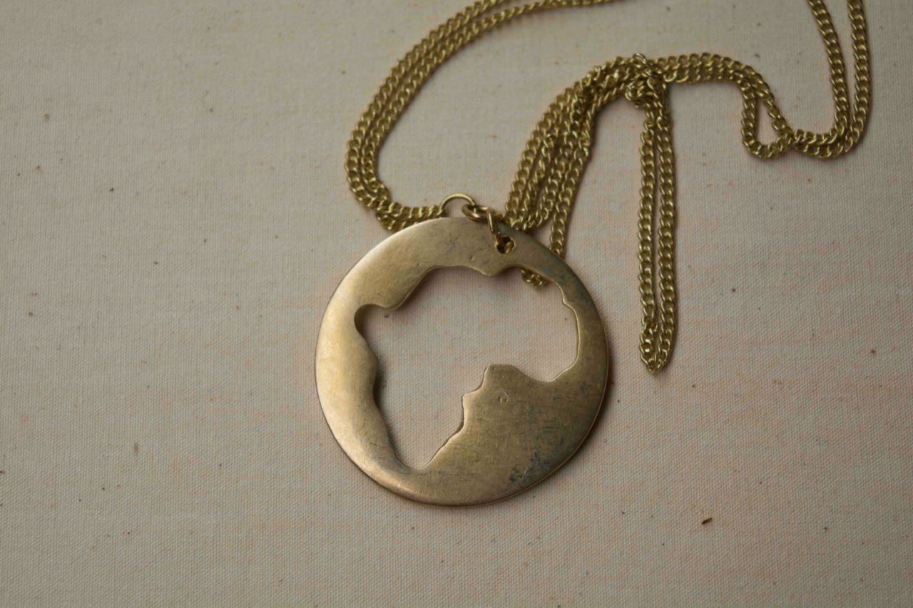 Africa in Circle Brass Necklace