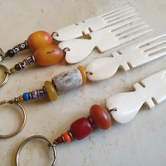 White Bone Comb Keychain