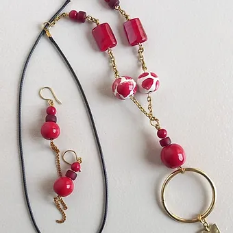 Red and White Brass Necklace