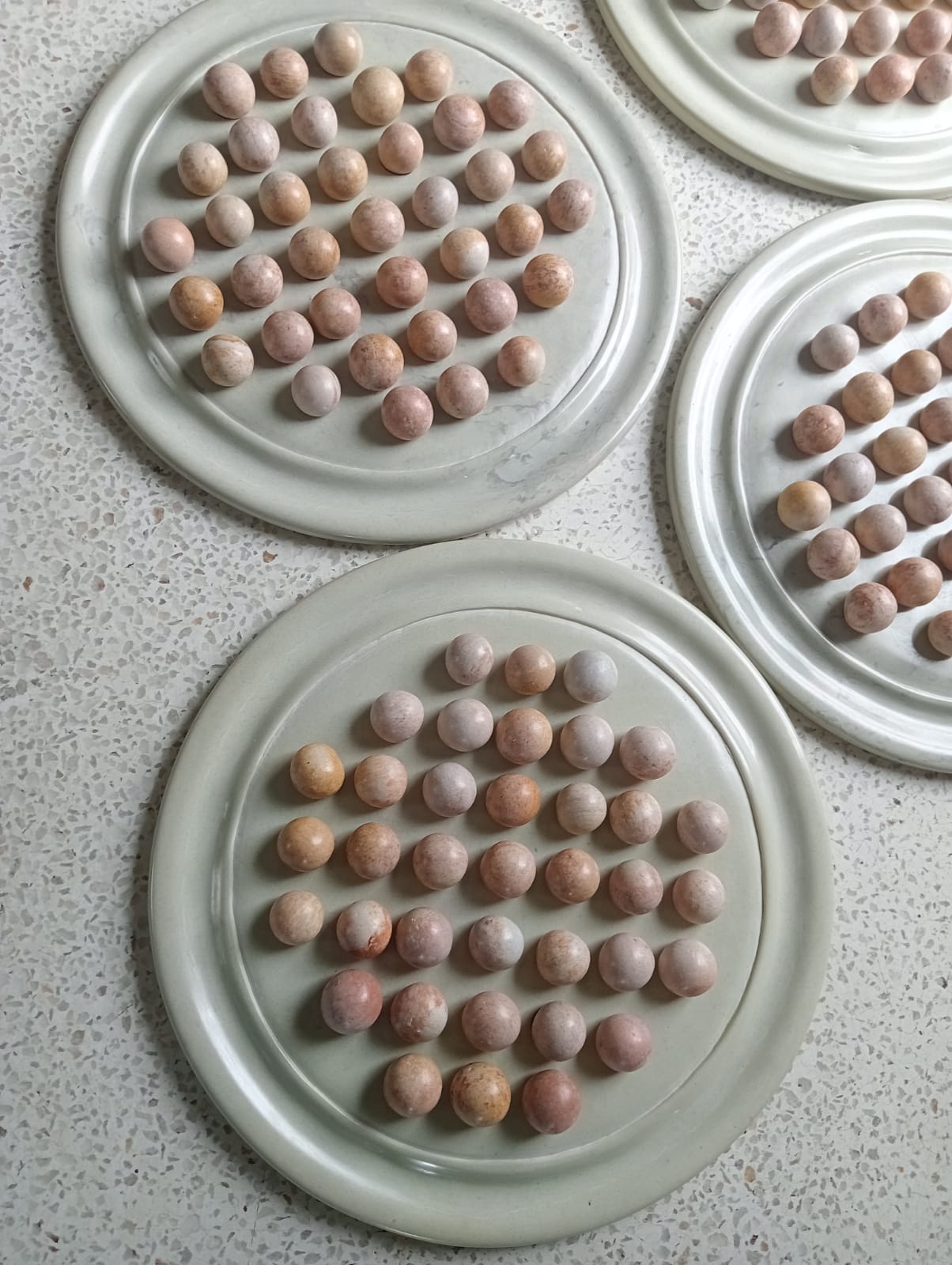 Solitaire Soapstone Board and Marbles