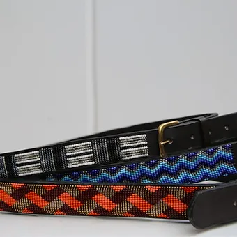 Maasai beaded belts, Leather belts with beaded patterns