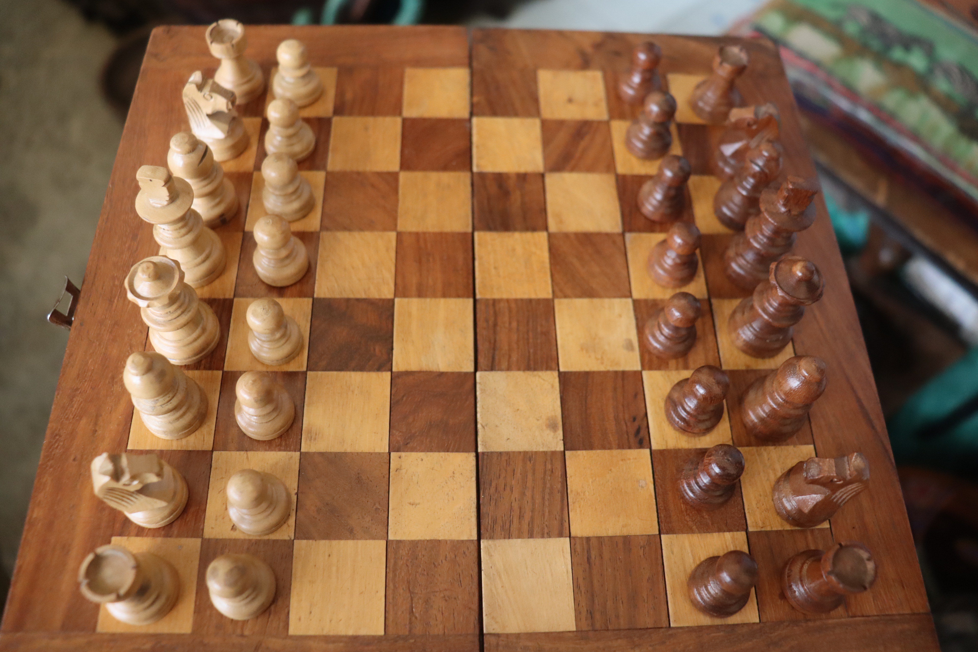 Rectangular wooden chess board