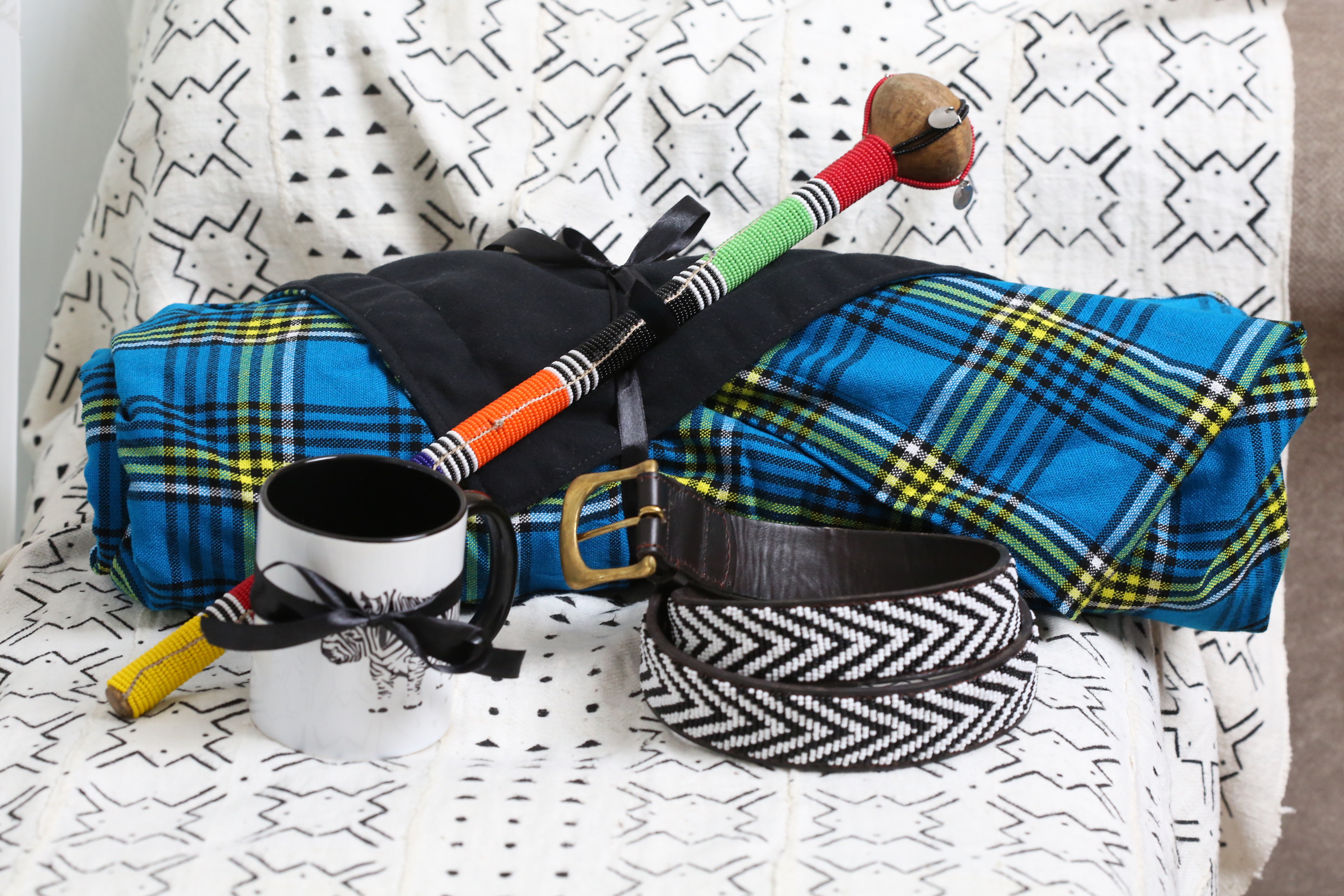 Blue Maasai Fleece Blanket Gift package