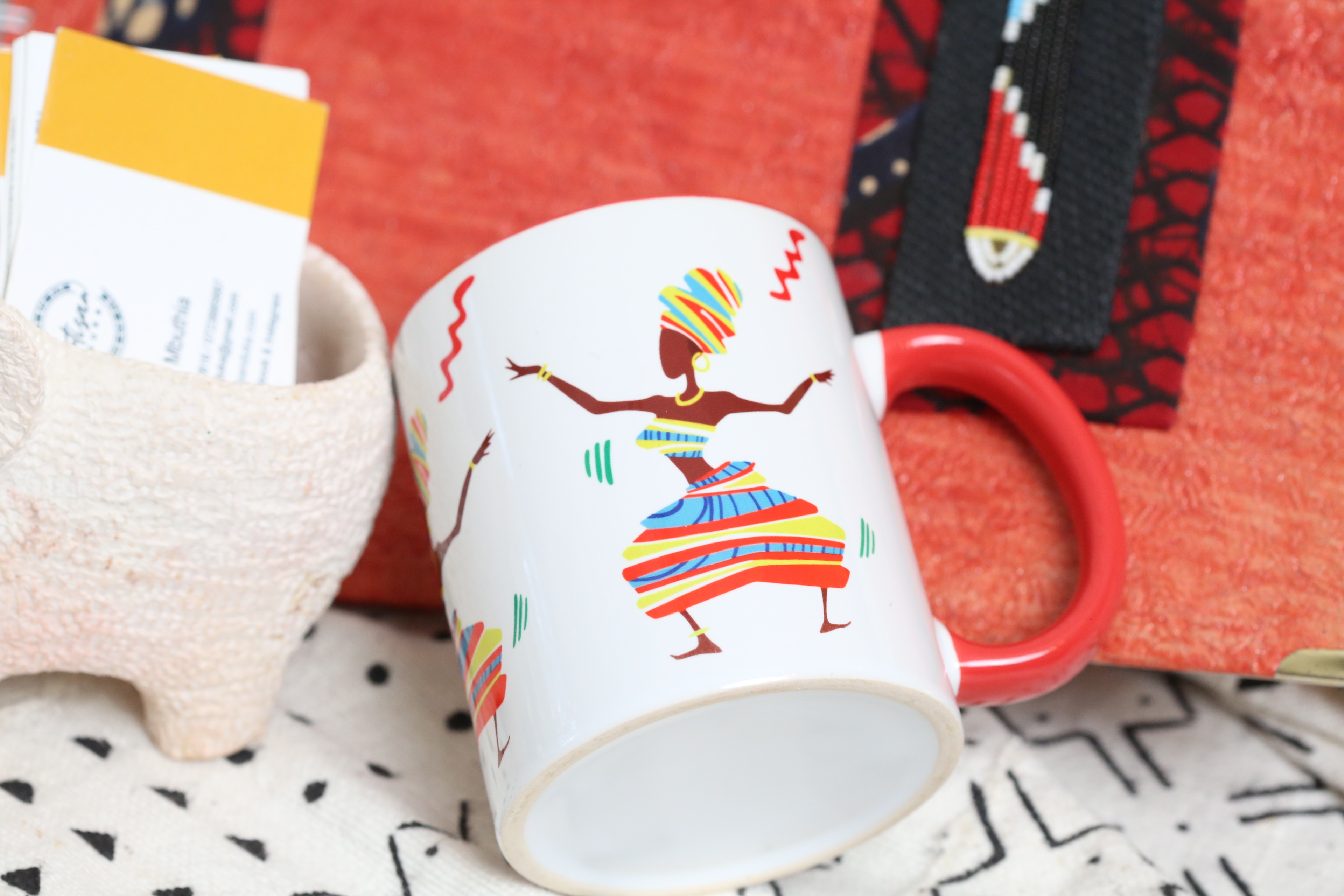 Orange Ankara Notebook with cups Gift package